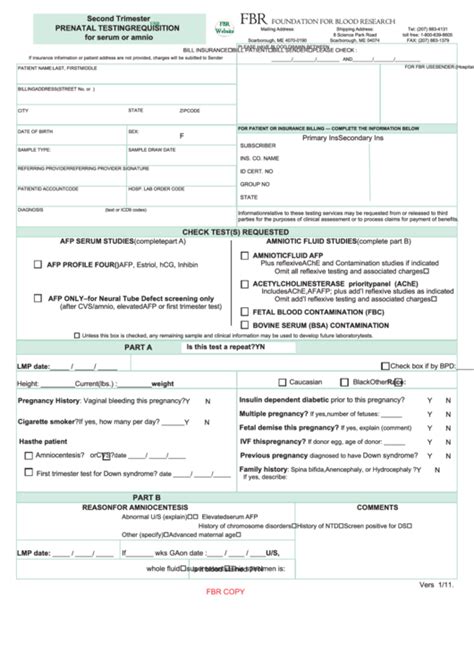 Fillable Prenatal Testing 2nd Trimester Form Printable Pdf Download