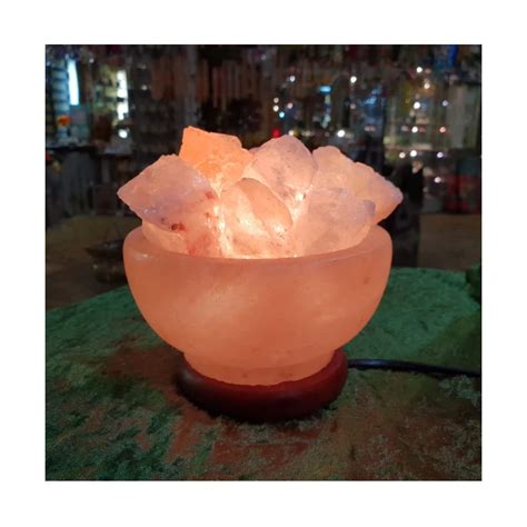 Hand Crafted Himalayan Salt Lamp Pink Crystal Salt Base Bowl Shape With