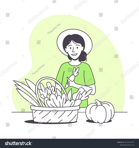 Woman Farmer Character Harvesting Vegetable Crop Royalty Free Stock