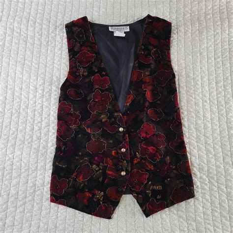 Vintage Whimsigoth Velvet Floral Vest S S Depop