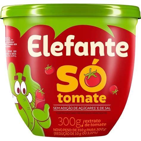 EXTRATO SÓ TOMATE ELEFANTE POTE 300GR CX C 24 Tozzo Alimentos Ltda