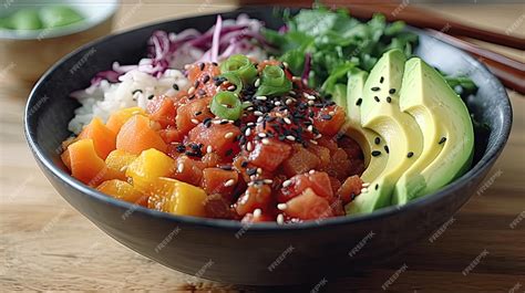 Premium Ai Image Spicy Tuna Poke Bowls Are A Flavorful And Satisfying