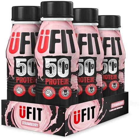 Ufit High 50g Protein Shake No Added Sugar Low Fat Strawberry