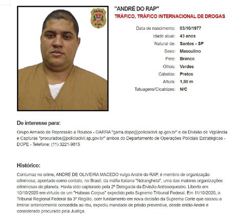 André do Rap traficante completa 2 anos foragido sendo procurado pela