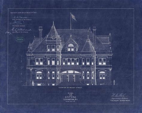 Lexington Kentucky Courthouse Post Office Blueprint Drawing