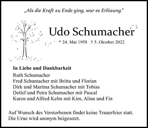 Traueranzeigen Von Udo Schumacher LZ Trauer Atelier Yuwa Ciao Jp