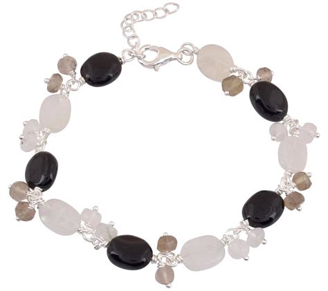 Sterling Silver Multi-Gemstone Beaded Bracelet - QVC.com