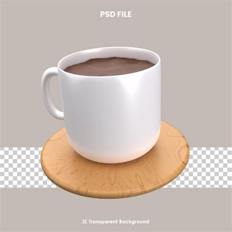 Ilustração de renderização 3d da xícara de café grãos de café e