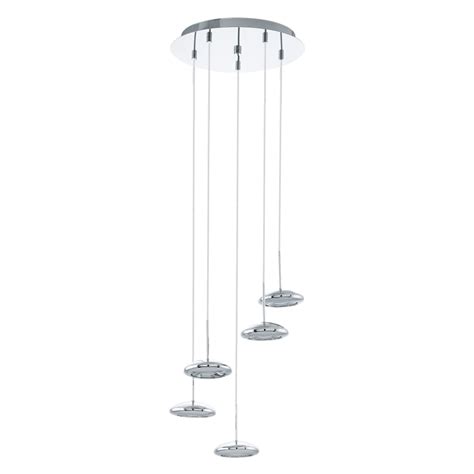 Eglo Lighting Tarugo Modern Led Five Light Ceiling Cluster Pendant In Polished Chrome Finish