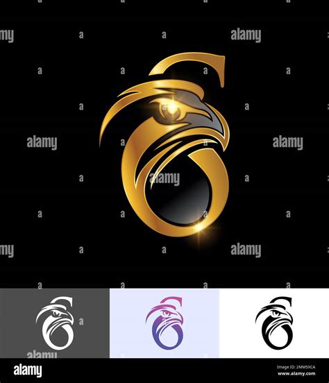 A Vector Illustration Set Of Golden Eagle Monogram Initial Letter S