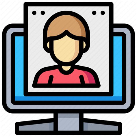 Computer Desktop Device Human Man Monitor Technology Icon