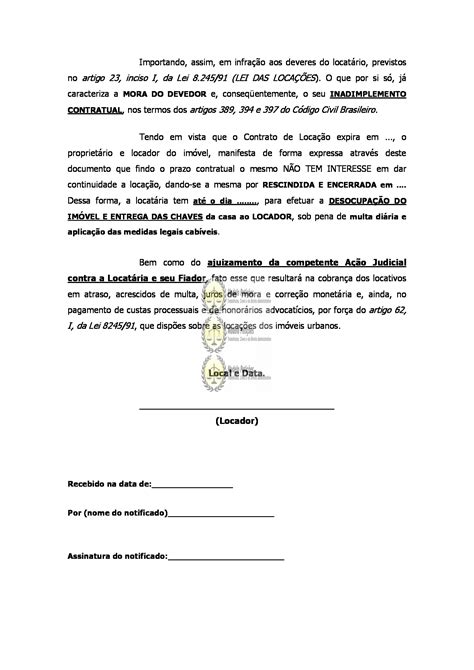 Notifica O Extrajudicial Rescis O Contrato De Loca O Quesitos