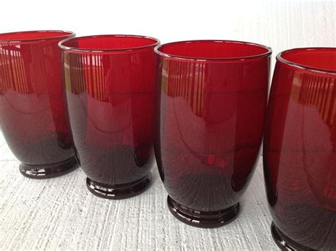 Vintage Baltic Royal Ruby Water Glasses Ruby Red Glasses Anchor