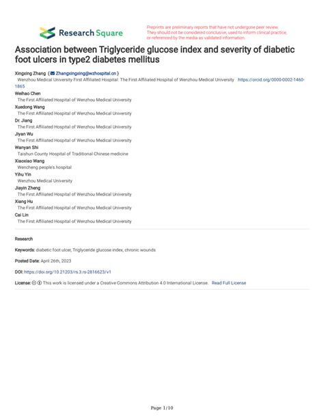 Pdf Association Between Triglyceride Glucose Index And Severity Of