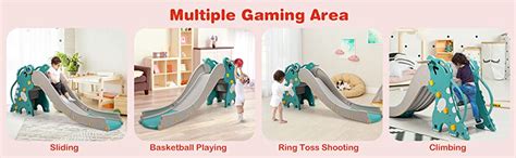 4 In 1 Kids Climber Slide Play Set With Basketball Hoop Costway