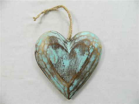 Wooden Hanging Heart Wall Art Set Of 3 Shabby Chic Hearts Vintage