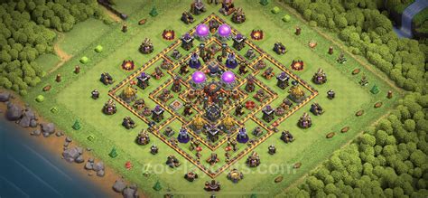 Base TH10 with Link, Anti 3 Stars, Hybrid Max Levels - Town Hall Level 10 Base Copy - (#150)