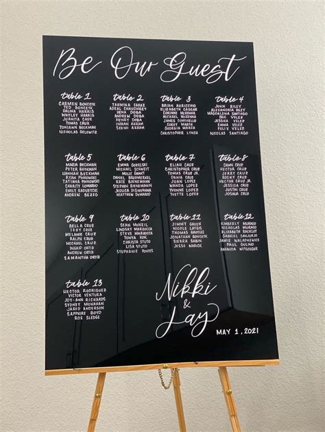 Black Acrylic Seating Chart Acrylic Wedding Seating Chart Handwritten