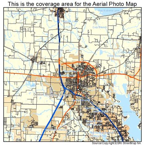 Aerial Photography Map of Denton, TX Texas