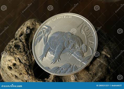 Australian 1 Dollar Koala Investment Pure Silver Coin Stock Image