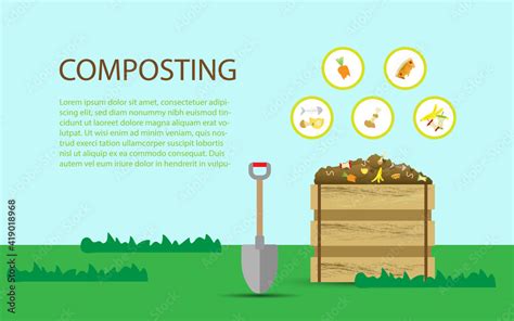 Compost Illustration Compost Bin With Organic Waste Illustration For