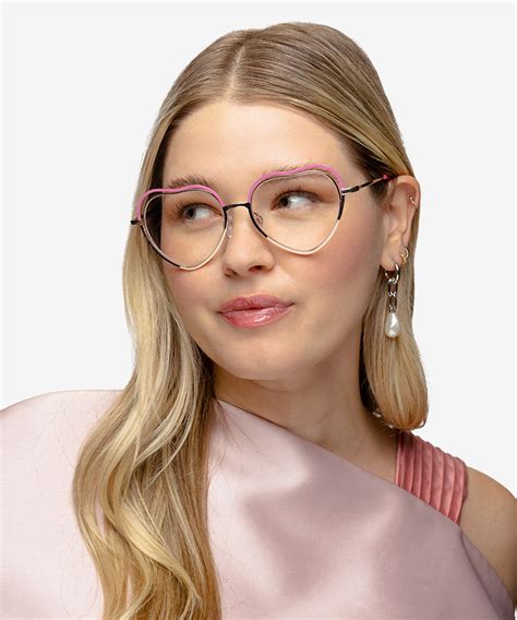 Philomena Heart Pink Shiny Gold Glasses For Women Eyebuydirect Canada