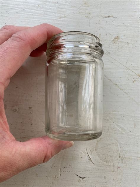 1930s Hellmanns Blue Ribbon Registered Small Glass Jar Bottle Owens