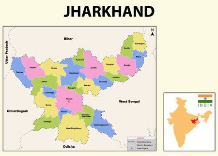 Vector Of Jharkhand Map Showing State ID 168900827 Royalty Free