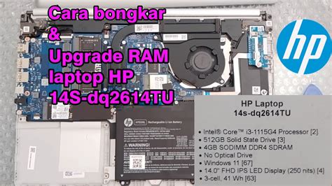 Cara Bongkar Dan Upgrade Ram Laptop HP 14S Dq2614TU YouTube