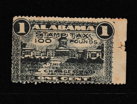 Usa State Revenue Stamps Alabama Fe25 Revenue Stamp Usa States Stamp