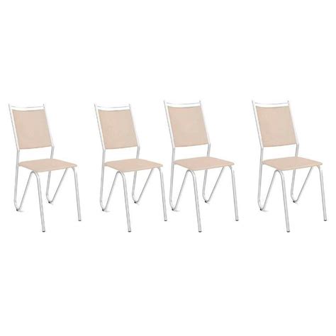 Cadeira Sala De Jantar Londres 4C056CR Kit 4 Un Cromado Courano Nude