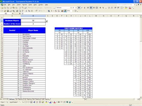 Knockout Tournament Template Excel Spreadsheet in Excel Tournament ...