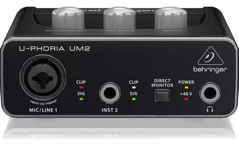 Interface De áudio Behringer U Phoria Um2 Preta