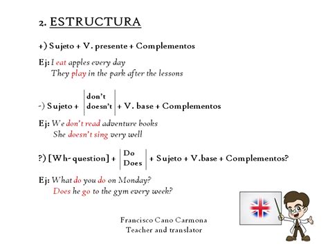 Presente Simple Ii Estructura Presente Simple Gramática Del