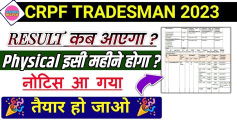 CRPF Tradesman Result 2023 Latest Update CRPF Tradesman Result Date