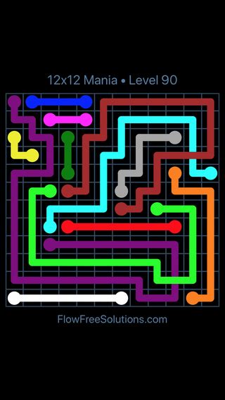 Flow Free Bridges 12x12 Mania 12 X 12 Level 90 Puzzle Solution And