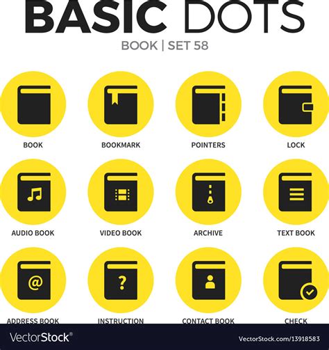 Book Flat Icons Set Royalty Free Vector Image Vectorstock