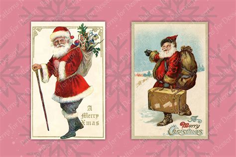 Vintage Santa Christmas Cards By Patterns for Dessert | TheHungryJPEG