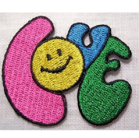 Patch écusson thermocollant 6 x 5 cm love smiley multicolore