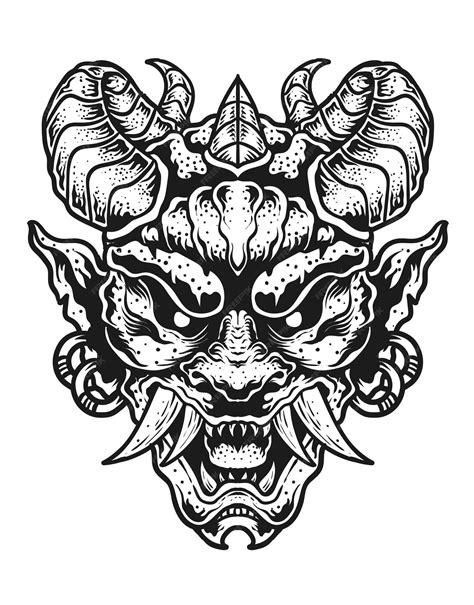 Premium Vector Illustration Vector Oni Mask Japanese Demon Mask