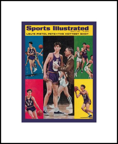 PISTOL PETE MARAVICH LSU TIGERS MATTED PIC OF SPORTS ILLUSTRATED COVER