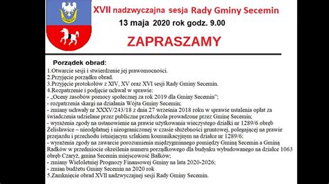 GMINA SECEMIN XVII Nadzwyczajna Sesja Rady Gminy Secemin YouTube