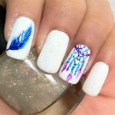 Cute Nail Designs With Feathers