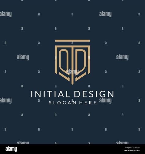 Initial QD Shield Logo Monoline Style Modern And Luxury Monogram Logo