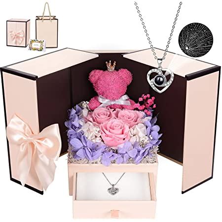 Amazon Newnove Preserved Purple Real Rose With Purple Necklace