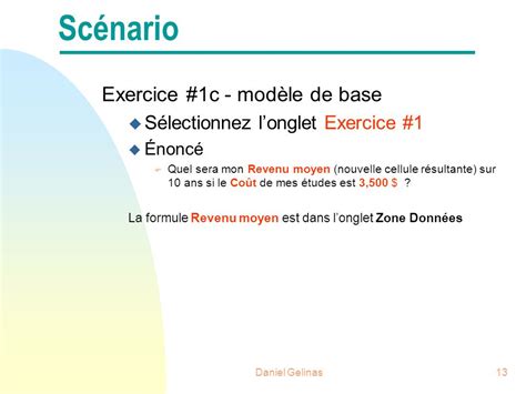 Daniel Gelinas1 Excel XP Lab 3 MET1421 Scénarios ppt télécharger