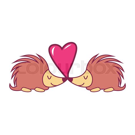 Porcupines In Love On Heart Stock Vector Colourbox