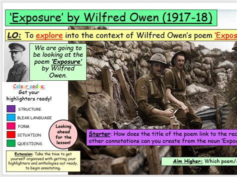 Exposure By Wilfred Owen Teaching Resources