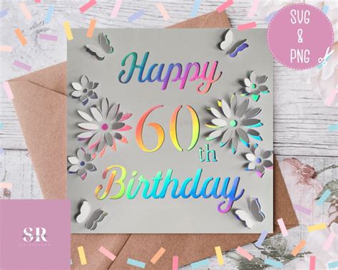 Svg 3d Pop Up 60th Birthday Card Digital Download Happy Etsy Uk