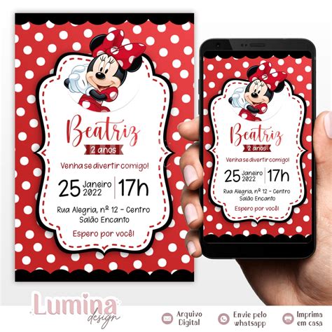 Convite Digital Minnie Vermelha Elo Produtos Especiais